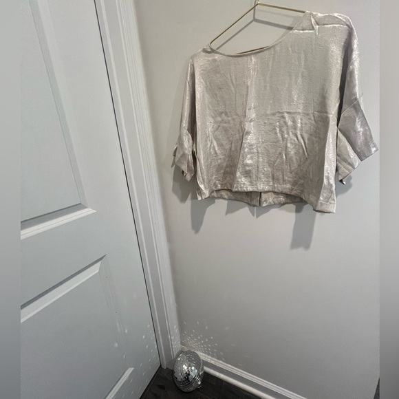 Forever 21 Champagne Metallic Crop Top Plus - Picture 2 of 5